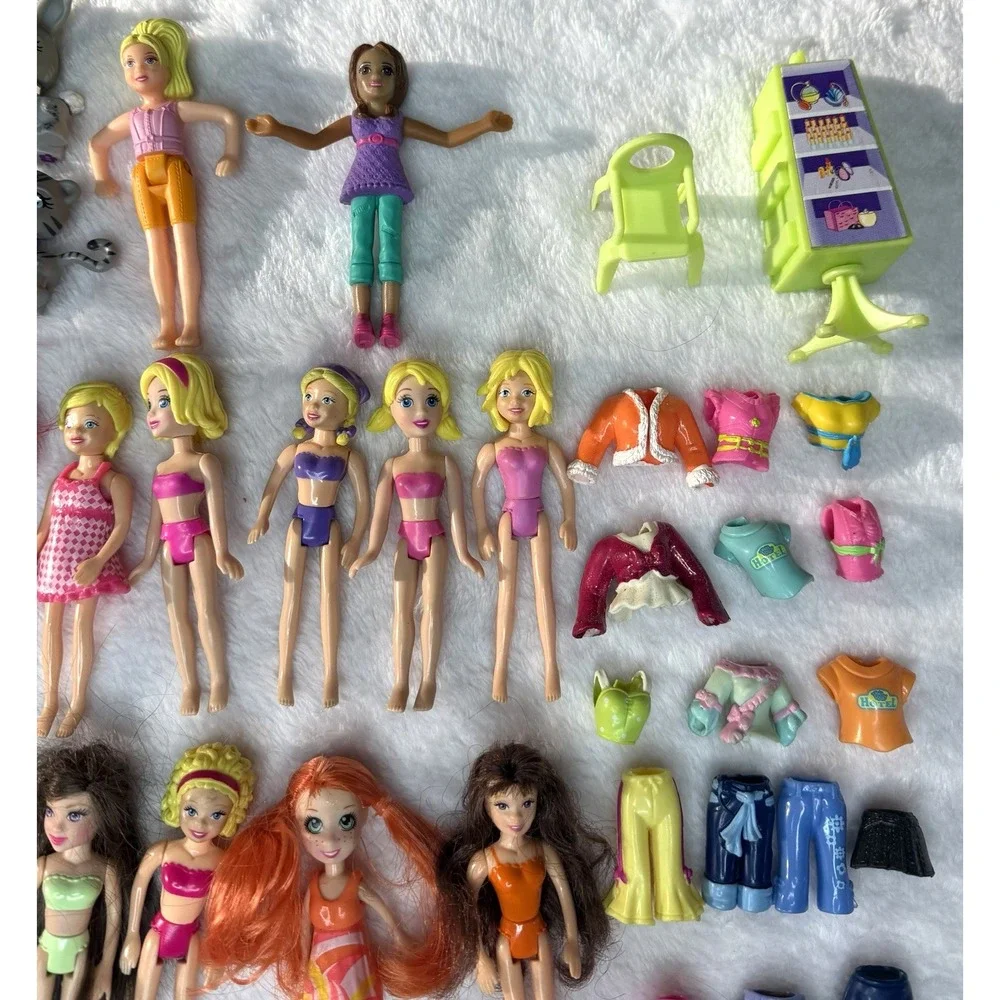 Polly Pocket Y2K 2000s Lot Dolls Rubber Clothing Accessories 125+ Pieces Vintage